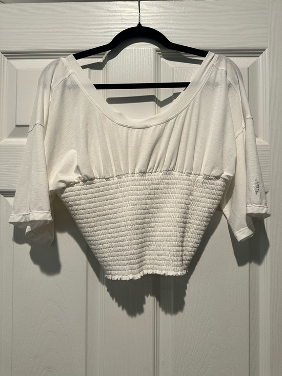 Free People Tops - Free People Movement White Smocked Crop Top